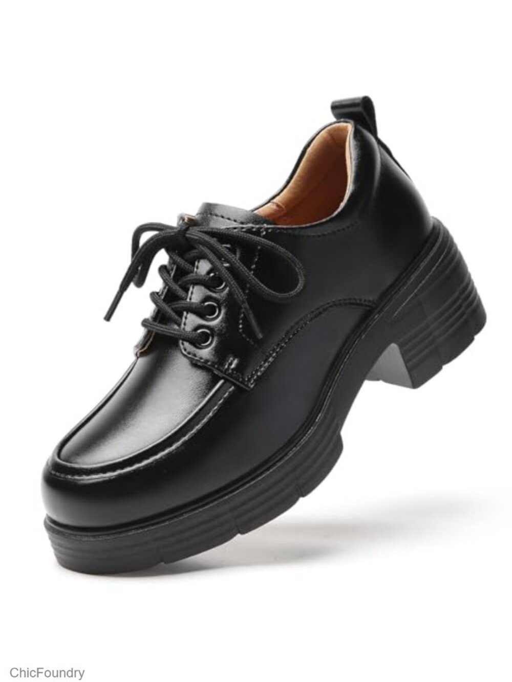 Women's Chunky Platform Oxford Shoes Faux Leather Lace-Up Comfort